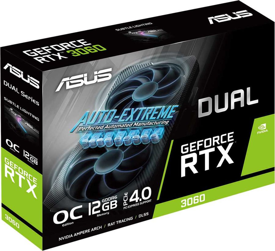Видеокарта Asus PCI-E 4.0 DUAL-RTX3060-O12G-V2 LHR (90YV0GB2-M0NA10) NVIDIA GeForce RTX 3060 12288Mb 192 GDDR6 1837/15000 HDMIx1 DPx3 HDCP Ret — фото 7