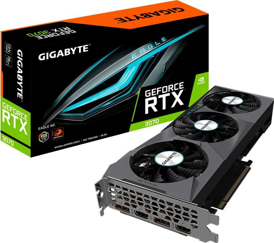 Видеокарта Gigabyte PCI-E 4.0 GV-N3070EAGLE-8GD 2.0 LHR NVIDIA GeForce RTX 3070 8192Mb 256 GDDR6 1725/14000 HDMIx2 DPx2 HDCP Ret — фото 9