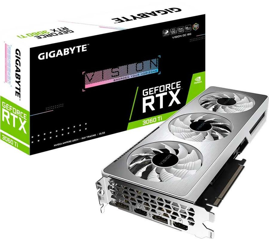Видеокарта Gigabyte PCI-E 4.0 GV-N306TVISION OC-8GD 2.0 LHR NVIDIA GeForce RTX 3060Ti 8192Mb 256 GDDR6 1755/14000 HDMIx2 DPx2 HDCP Ret — фото 8