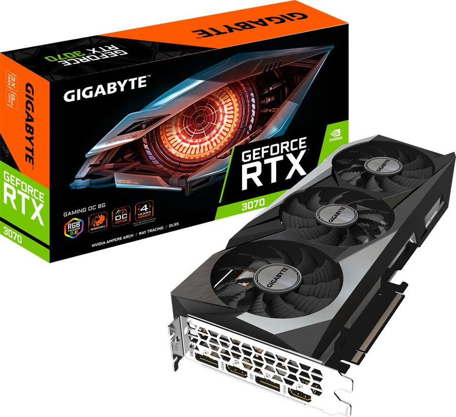 Видеокарта Gigabyte PCI-E 4.0 GV-N3070GAMING OC-8GD 2.0 LHR NVIDIA GeForce RTX 3070 8192Mb 256 GDDR6 1815/14000 HDMIx2 DPx2 HDCP Ret — фото 8
