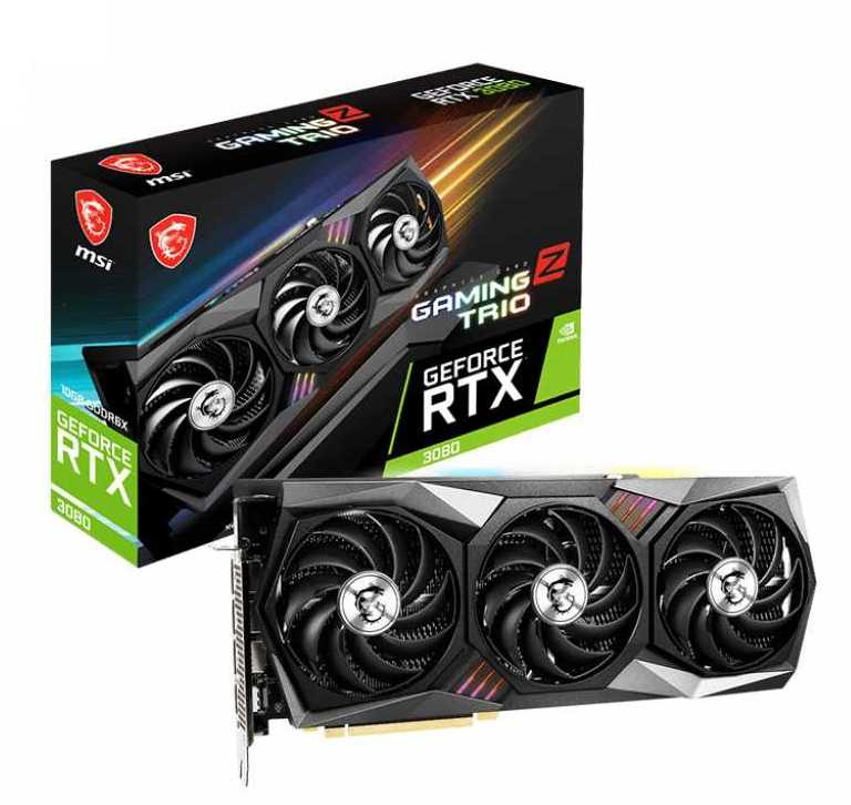 Видеокарта MSI PCI-E 4.0 RTX 3080 GAMING Z TRIO 10G LHR NVIDIA GeForce RTX 3080 10240Mb 320 GDDR6X 1830/19000 HDMIx1 DPx3 HDCP Ret — фото 6