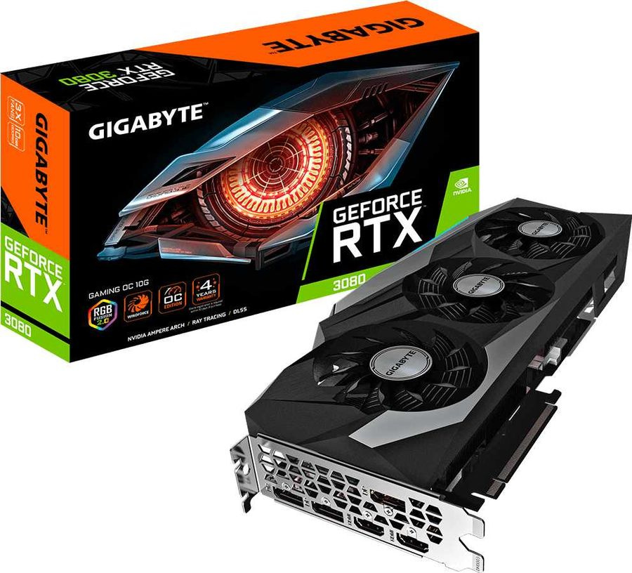 Видеокарта Gigabyte PCI-E 4.0 GV-N3080GAMING OC-10GD 2.0 LHR NVIDIA GeForce RTX 3080 10240Mb 320 GDDR6X 1800/19000 HDMIx2 DPx3 HDCP Ret — фото 8