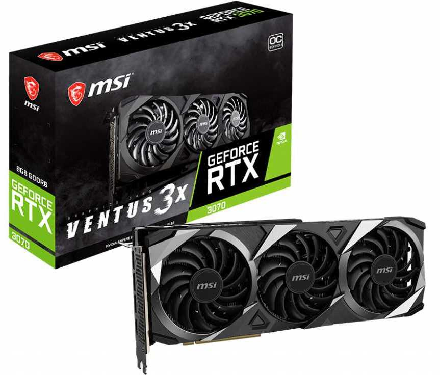 Видеокарта MSI PCI-E 4.0 RTX 3070 VENTUS 3X 8G OC LHR NVIDIA GeForce RTX 3070 8192Mb 256 GDDR6 1755/14000 HDMIx1 DPx3 HDCP Ret — фото 6
