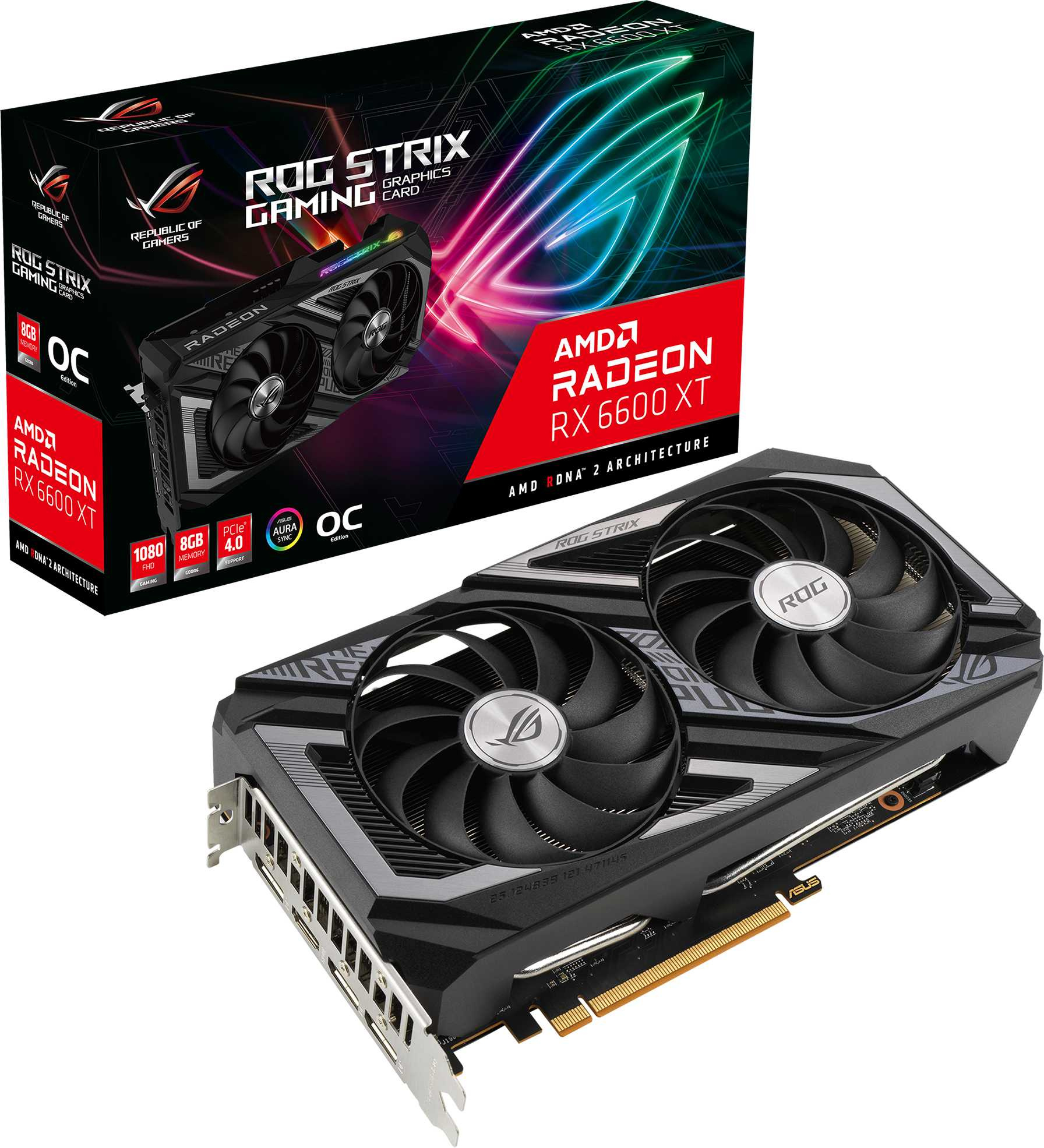 Видеокарта Asus PCI-E 4.0 ROG-STRIX-RX6600XT-O8G-GAMING AMD Radeon RX 6600XT 8192Mb 128 GDDR6 2428/16000 HDMIx1 DPx3 HDCP Ret — фото 10