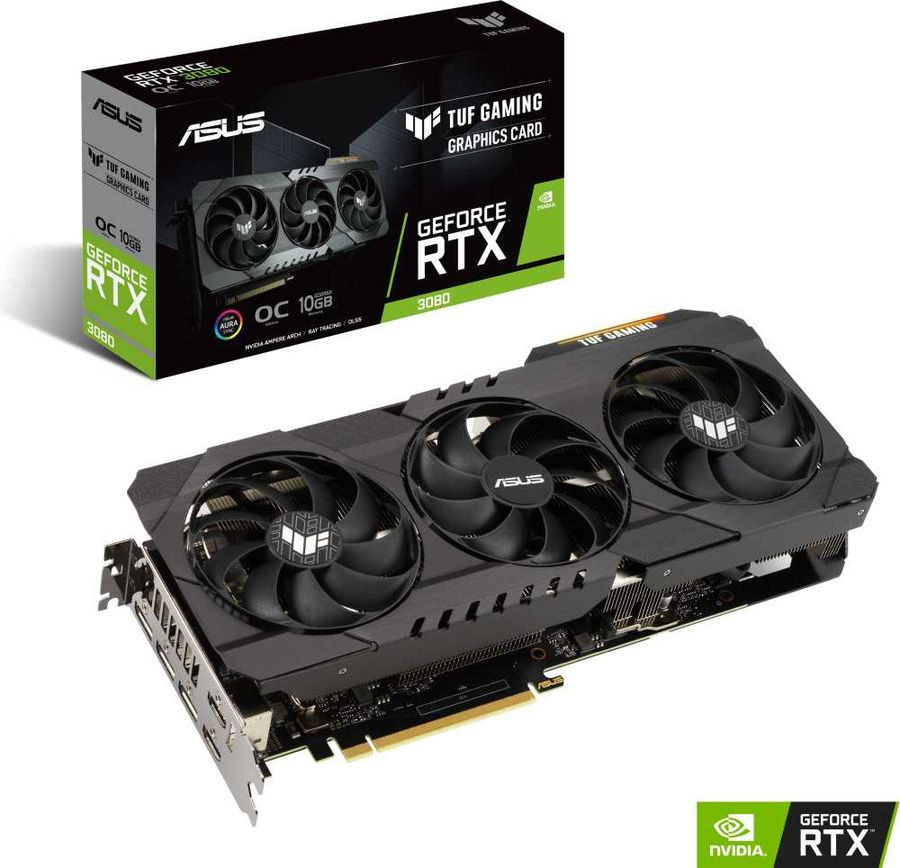 Видеокарта Asus PCI-E 4.0 TUF-RTX3080-O10G-V2-GAMING NVIDIA GeForce RTX 3080 10240Mb 320 GDDR6X 1440/19000 HDMIx2 DPx3 HDCP Ret — фото 12