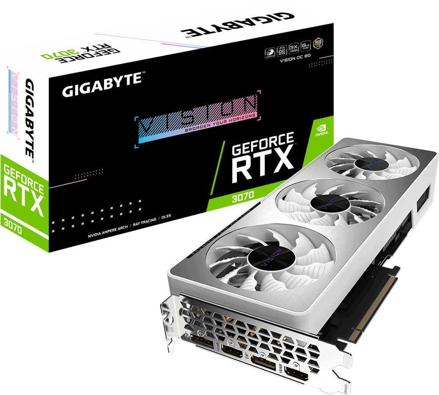 Видеокарта Gigabyte PCI-E 4.0 GV-N3070VISION OC-8GD 2.0 LHR NVIDIA GeForce RTX 3070 8192Mb 256 GDDR6 1815/14000 HDMIx2 DPx2 HDCP Ret — фото 8