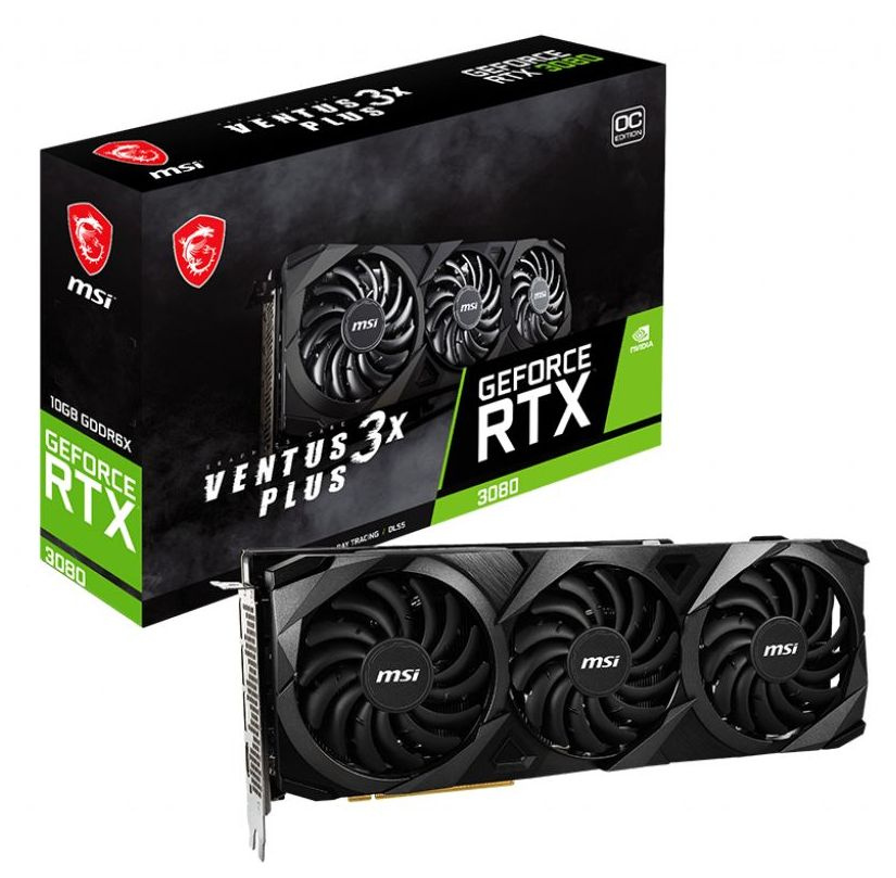 Видеокарта MSI PCI-E 4.0 RTX 3080 VENTUS 3X PLUS 10G OC LHR NVIDIA GeForce RTX 3080 10240Mb 320 GDDR6X 1740/19000 HDMIx1 DPx3 HDCP Ret — фото 3