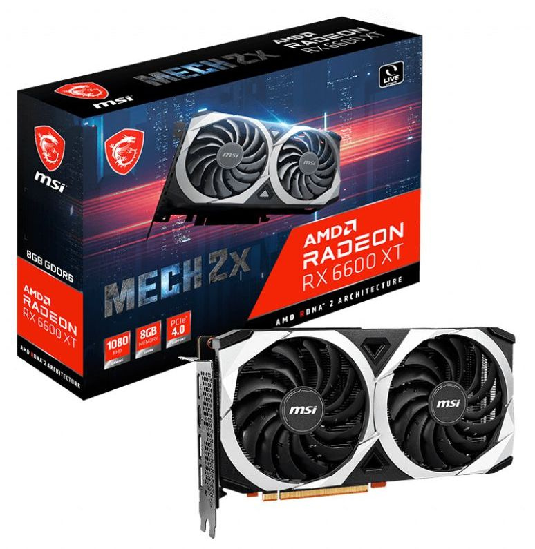 Видеокарта MSI PCI-E 4.0 RX 6600 MECH 2X 8G AMD Radeon RX 6600 8192Mb 128 GDDR6 2044/14000 HDMIx1 DPx3 HDCP Ret — фото 4