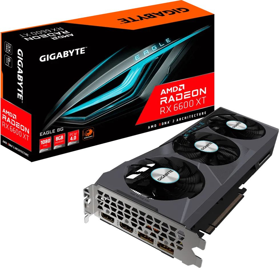 Видеокарта Gigabyte PCI-E 4.0 GV-R66EAGLE-8GD AMD Radeon RX 6600 8192Mb 128 GDDR6 2044/14000 HDMIx2 DPx2 HDCP Ret — фото 7