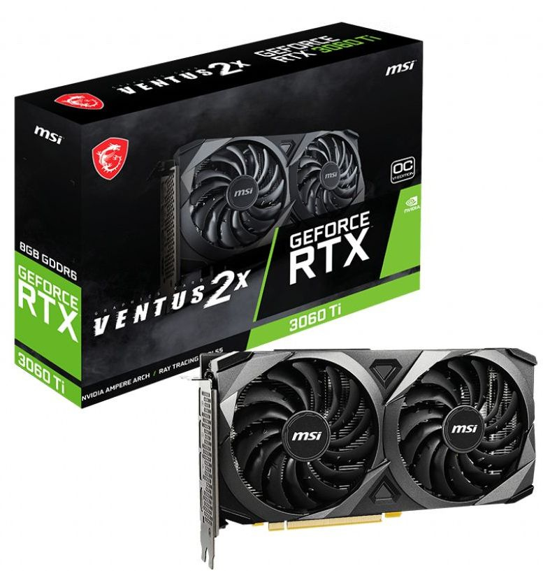 Видеокарта MSI PCI-E 4.0 RTX 3060 Ti VENTUS 2X 8G V1 LHR RU NVIDIA GeForce RTX 3060Ti 8192Mb 256 GDDR6 1665/14000 HDMIx1 DPx3 HDCP Ret — фото 5