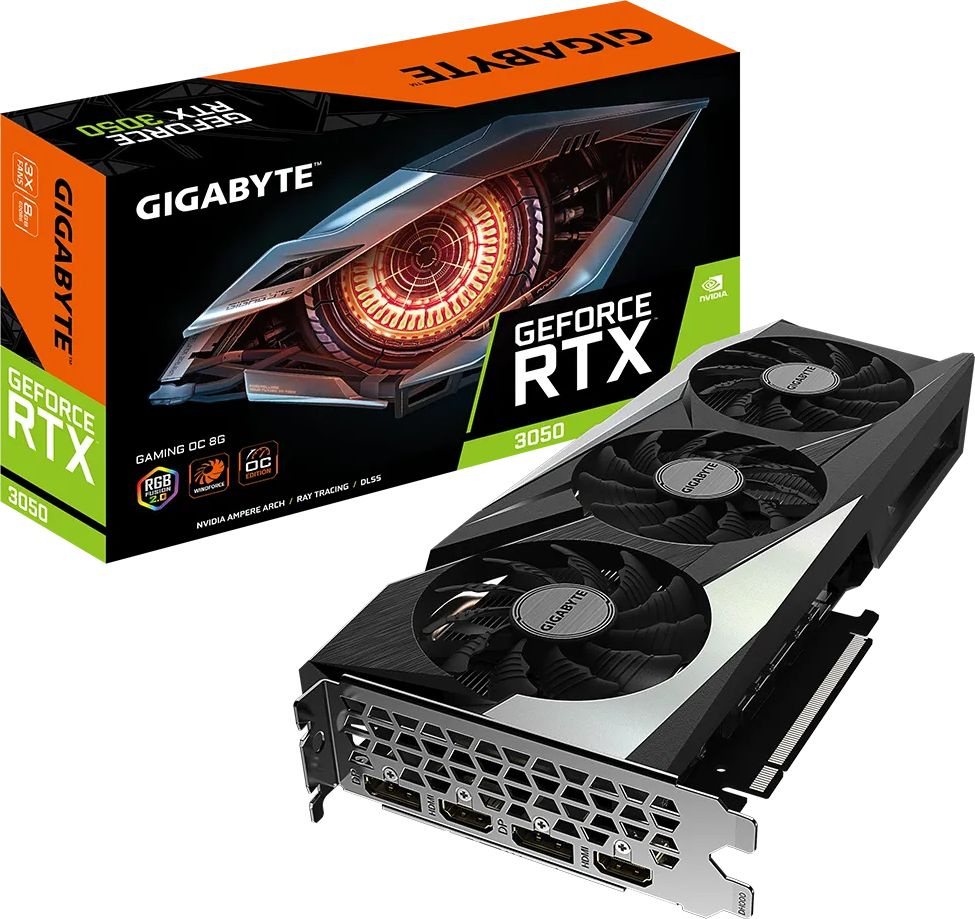 Видеокарта Gigabyte PCI-E 4.0 GV-N3050GAMING OC-8GD NVIDIA GeForce RTX 3050 8192Mb 128 GDDR6 1822/14000 HDMIx2 DPx2 HDCP Ret — фото 8