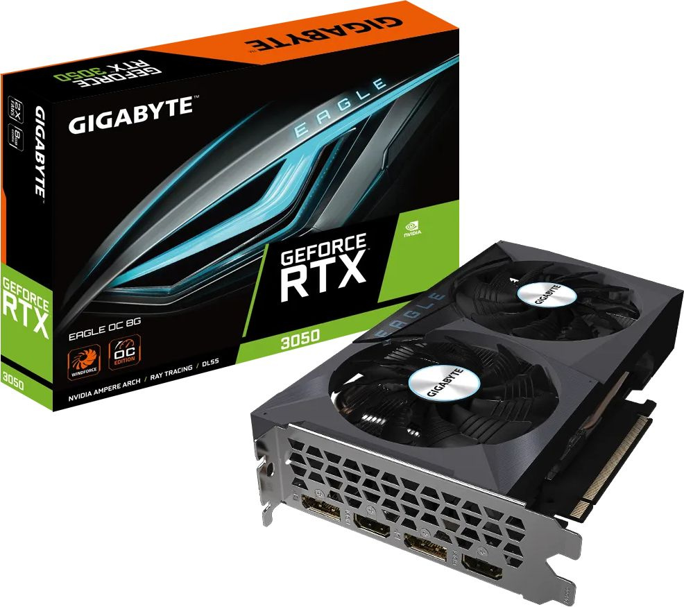 Видеокарта Gigabyte PCI-E 4.0 GV-N3050EAGLE OC-8GD NVIDIA GeForce RTX 3050 8192Mb 128 GDDR6 1792/14000 HDMIx2 DPx2 HDCP Ret — фото 8