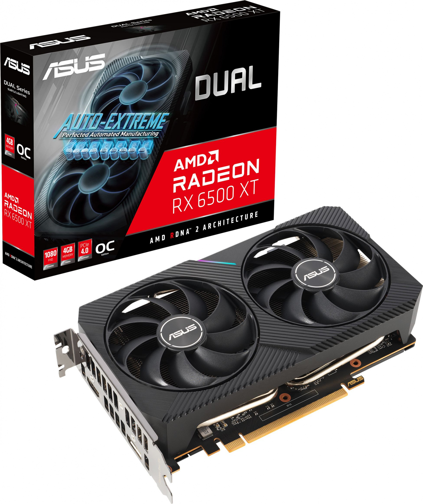 Видеокарта Asus PCI-E 4.0 DUAL-RX6500XT-O4G AMD Radeon RX 6500XT 4096Mb 64 GDDR6 2650/18000 HDMIx1 DPx1 HDCP Ret — фото 7