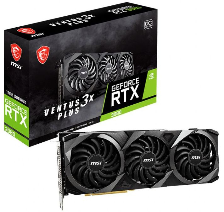 Видеокарта MSI PCI-E 4.0 RTX 3080 VENTUS 3X PLUS 12G OC LHR NVIDIA GeForce RTX 3080 12288Mb 384 GDDR6X 1740/19000 HDMIx1 DPx3 HDCP Ret
