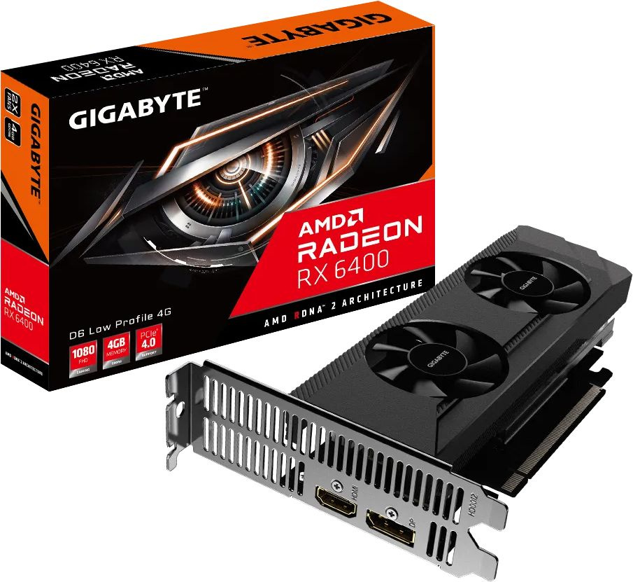 Видеокарта Gigabyte PCI-E 4.0 GV-R64D6-4GL AMD Radeon RX 6400 4096Mb 64 GDDR6 2039/16000 HDMIx1 DPx1 HDCP Ret low profile — фото 6