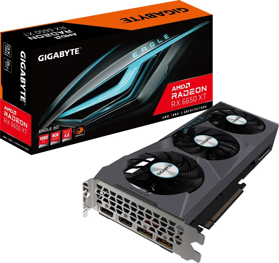 Видеокарта Gigabyte PCI-E 4.0 GV-R665XTEAGLE-8GD AMD Radeon RX 6650XT 8192Mb 128 GDDR6 2410/17500 HDMIx2 DPx2 HDCP Ret — фото 8