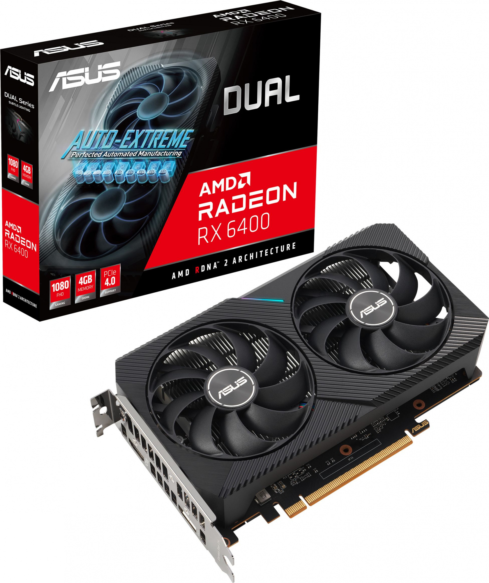 Видеокарта Asus PCI-E 4.0 DUAL-RX6400-4G AMD Radeon RX 6400 4096Mb 64 GDDR6 2039/16000 HDMIx1 DPx1 HDCP Ret — фото 9