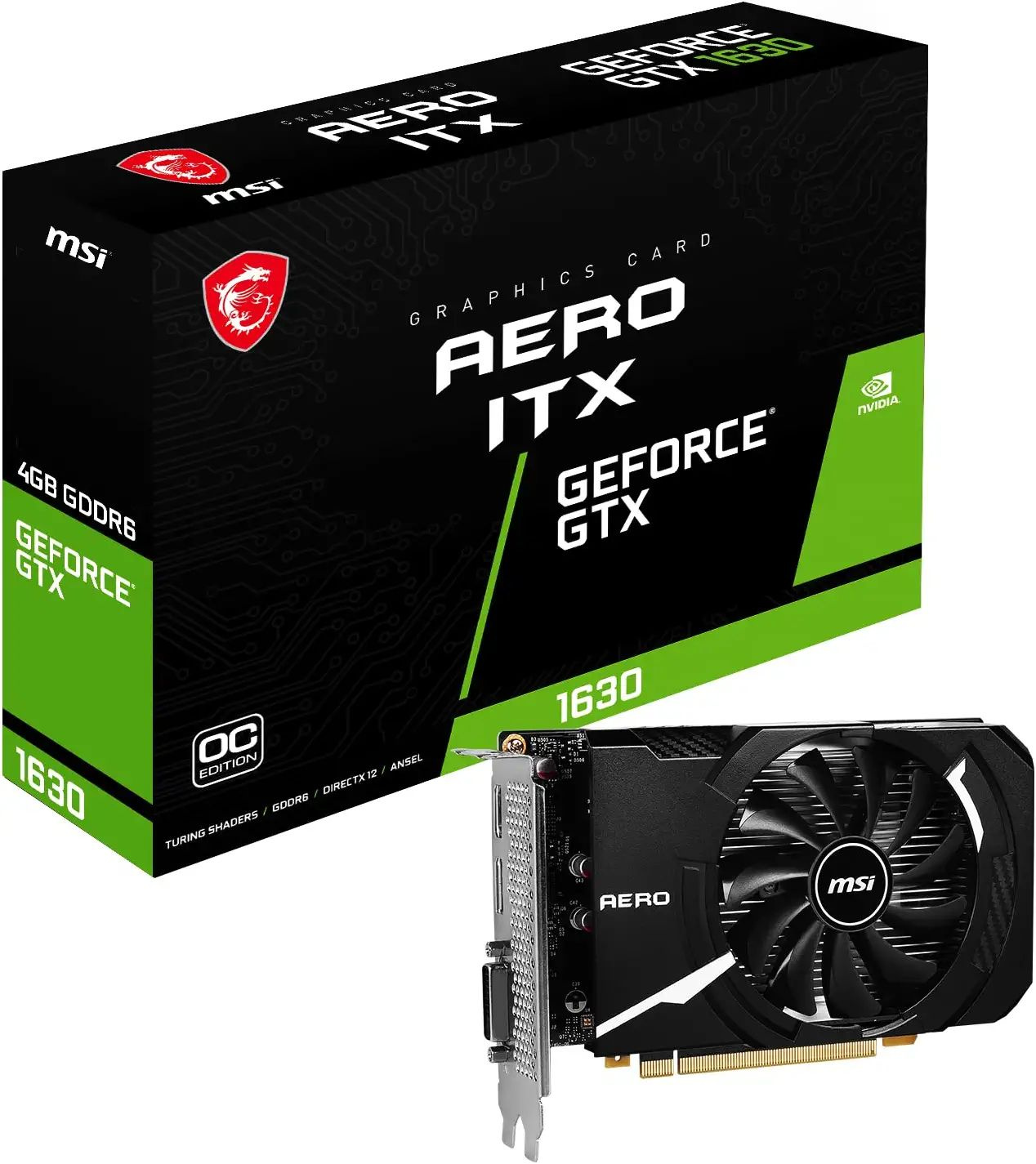 Видеокарта MSI PCI-E GTX 1630 AERO ITX 4G OC NVIDIA GeForce GTX 1630 4096Mb 64 GDDR6 1815/12000 DVIx1 HDMIx1 DPx1 HDCP Ret — фото 6