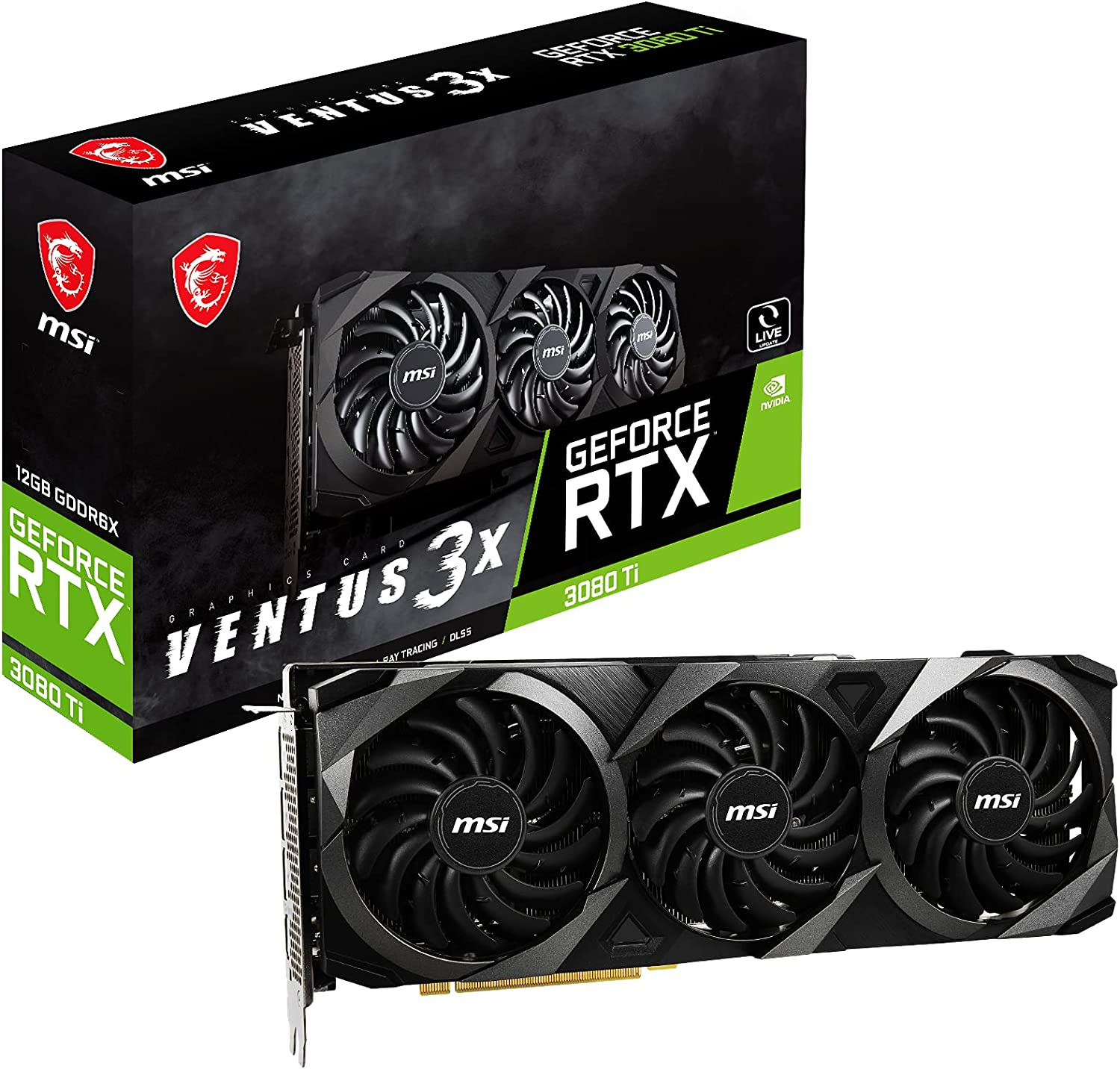 Видеокарта MSI PCI-E 4.0 RTX 3080 Ti VENTUS 3X 12G NVIDIA GeForce RTX 3080TI 12288Mb 384 GDDR6X 1665/19000 HDMIx1 DPx3 HDCP Ret — фото 8