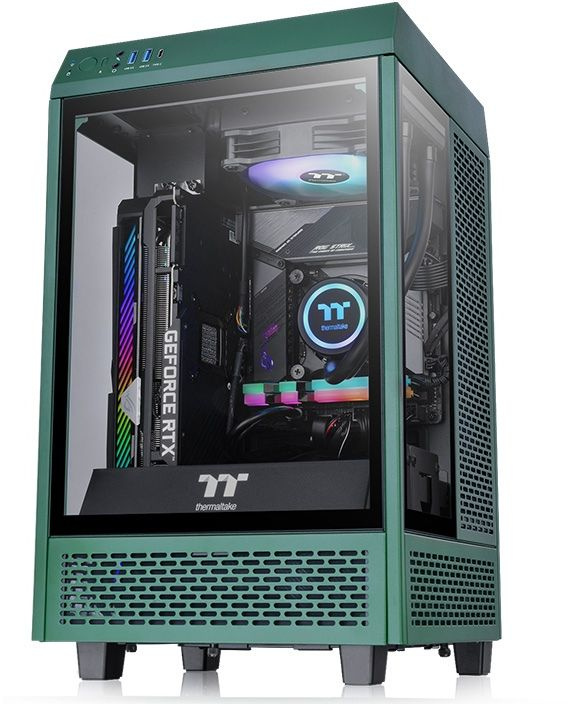 Корпус Thermaltake The Tower 100 Racing Green черный без БП miniITX 1x120mm 3x140mm 2xUSB3.0 audio bott PSU — фото 2