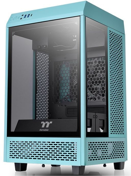 Корпус Thermaltake The Tower 100 Turquoise бирюзовый без БП miniITX 1x120mm 3x140mm 2xUSB3.0 audio bott PSU — фото 5