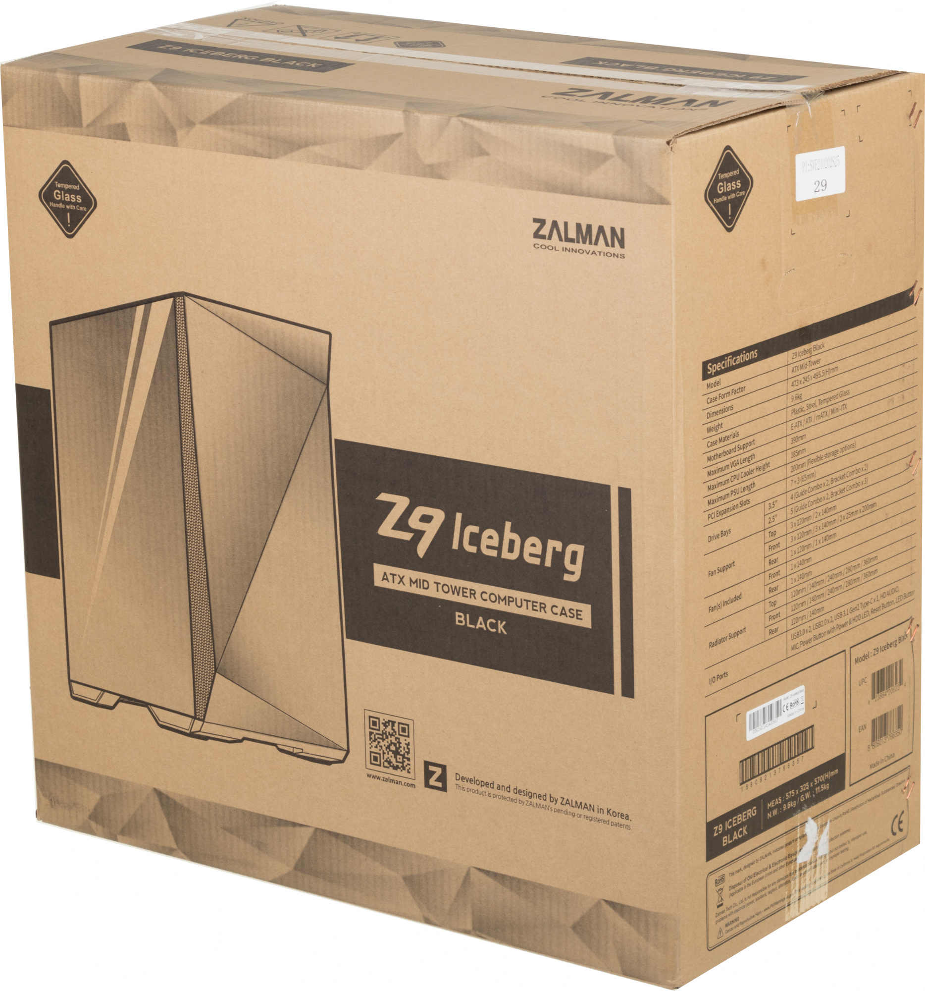 Корпус Zalman Z9 Iceberg черный без БП E-ATX 6x120mm 6x140mm 2x200mm 2xUSB2.0 2xUSB3.0 audio bott PSU — фото 14
