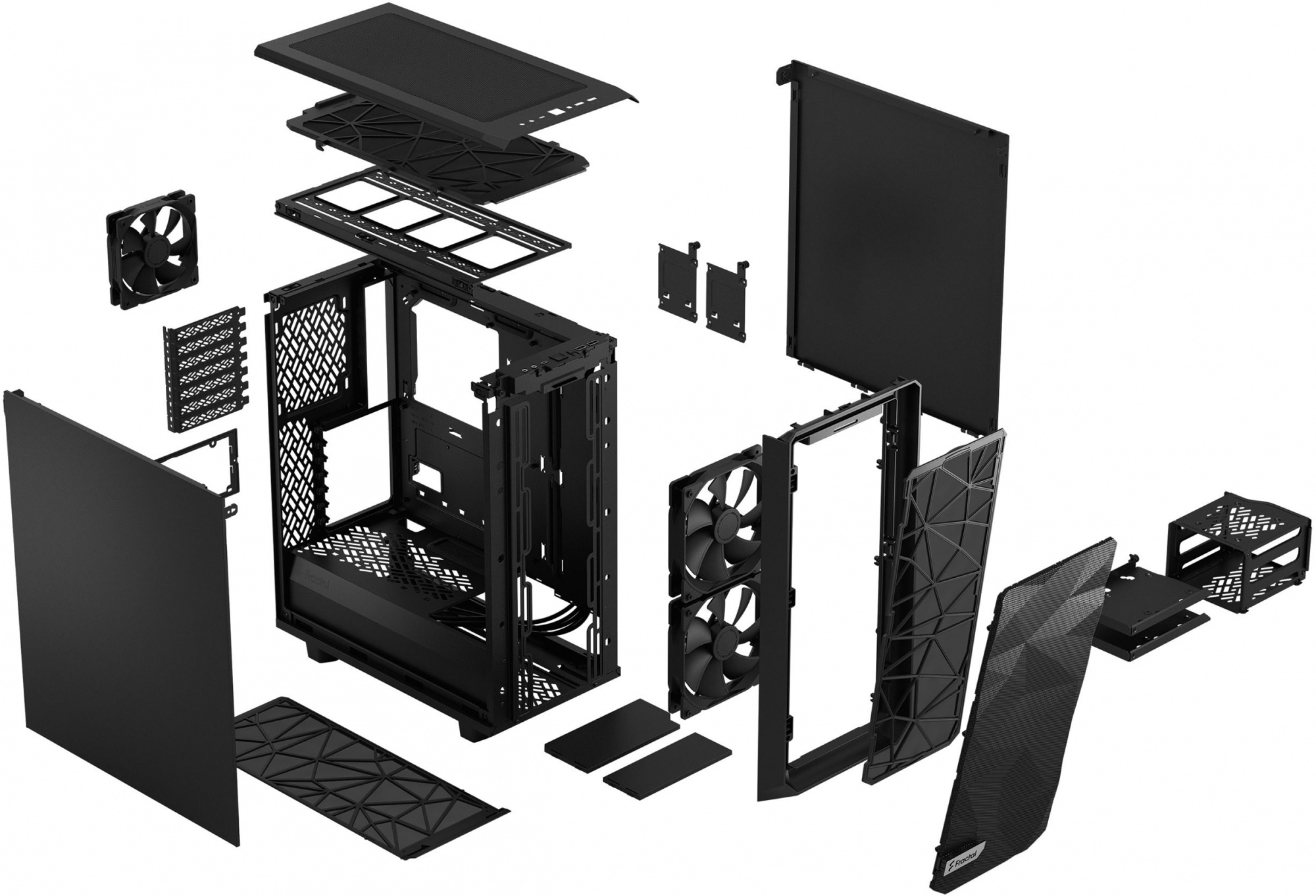 Корпус Fractal Design Meshify 2 Compact Solid черный без БП ATX 5x120mm 4x140mm 2xUSB3.0 audio bott PSU — фото 15