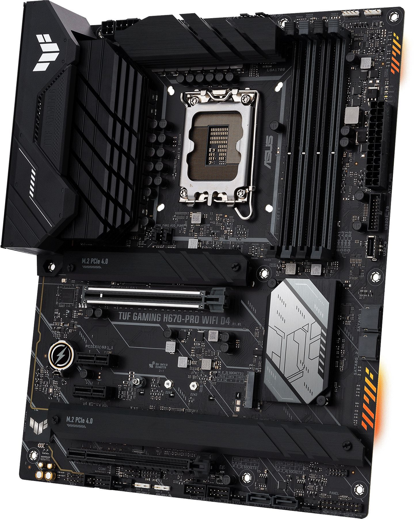 Материнская плата Asus TUF GAMING H670-PRO WIFI D4 Soc-1700 Intel H670 4xDDR4 ATX AC`97 8ch(7.1) 2.5Gg RAID+HDMI+DP — фото 2