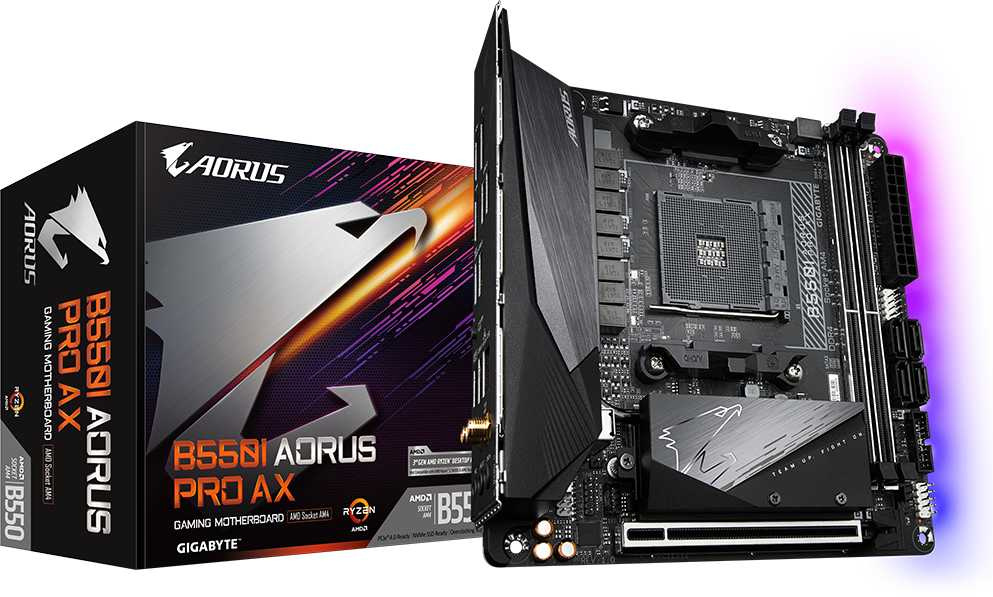 Материнская плата Gigabyte B550I AORUS PRO AX Soc-AM4 AMD B550 2xDDR4 mini-ITX AC`97 8ch(7.1) 2.5Gg RAID+HDMI+DP — фото 3