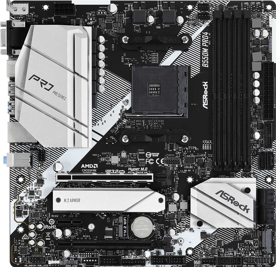 Материнская плата Asrock B550M PRO4 Soc-AM4 AMD B550 4xDDR4 mATX AC`97 8ch(7.1) GbLAN RAID+VGA+HDMI+DP — фото 10