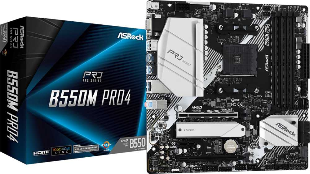 Материнская плата Asrock B550M PRO4 Soc-AM4 AMD B550 4xDDR4 mATX AC`97 8ch(7.1) GbLAN RAID+VGA+HDMI+DP — фото 12