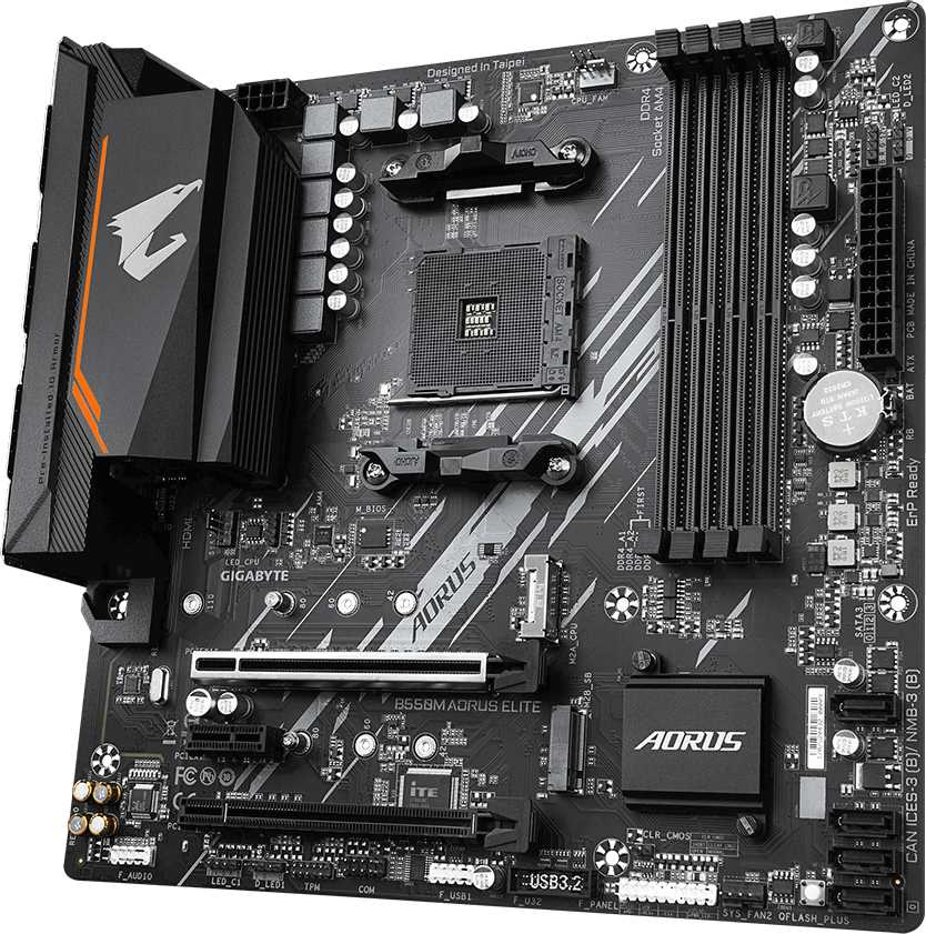 Материнская плата Gigabyte B550M AORUS ELITE Soc-AM4 AMD B550 4xDDR4 mATX AC`97 8ch(7.1) GbLAN RAID+DVI+HDMI — фото 2