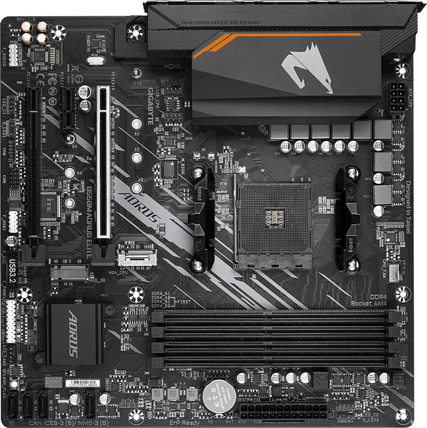 Материнская плата Gigabyte B550M AORUS ELITE Soc-AM4 AMD B550 4xDDR4 mATX AC`97 8ch(7.1) GbLAN RAID+DVI+HDMI — фото 3