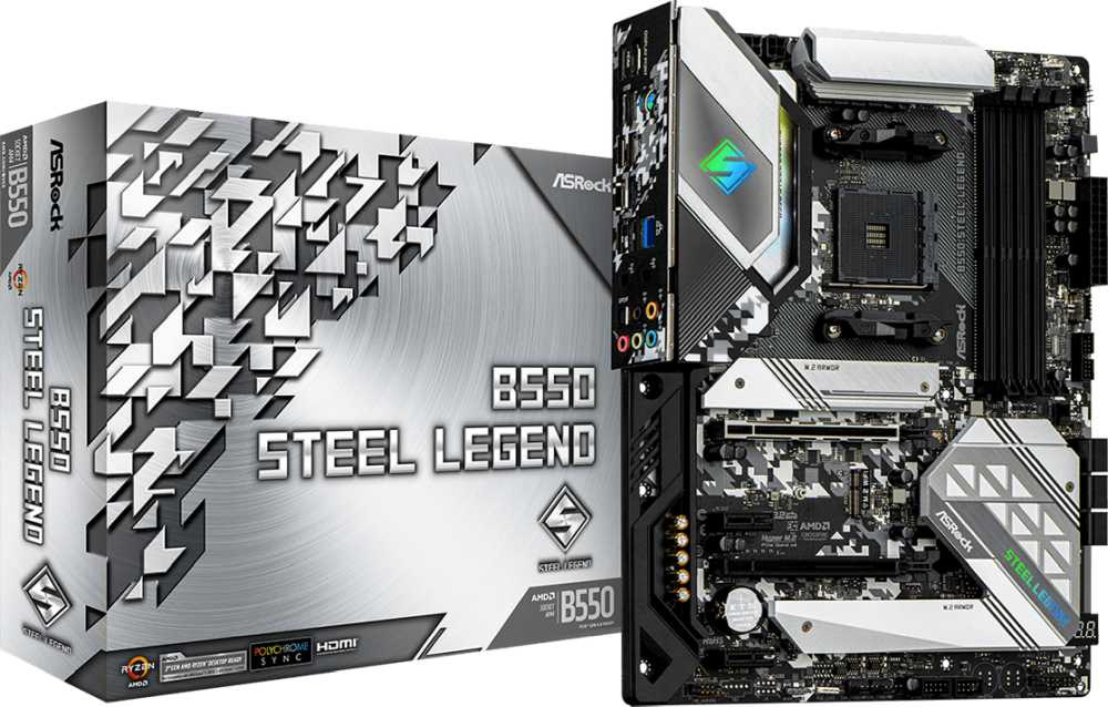 Материнская плата Asrock B550 STEEL LEGEND Soc-AM4 AMD B550 4xDDR4 ATX AC`97 8ch(7.1) 2.5Gg RAID+HDMI+DP — фото 2