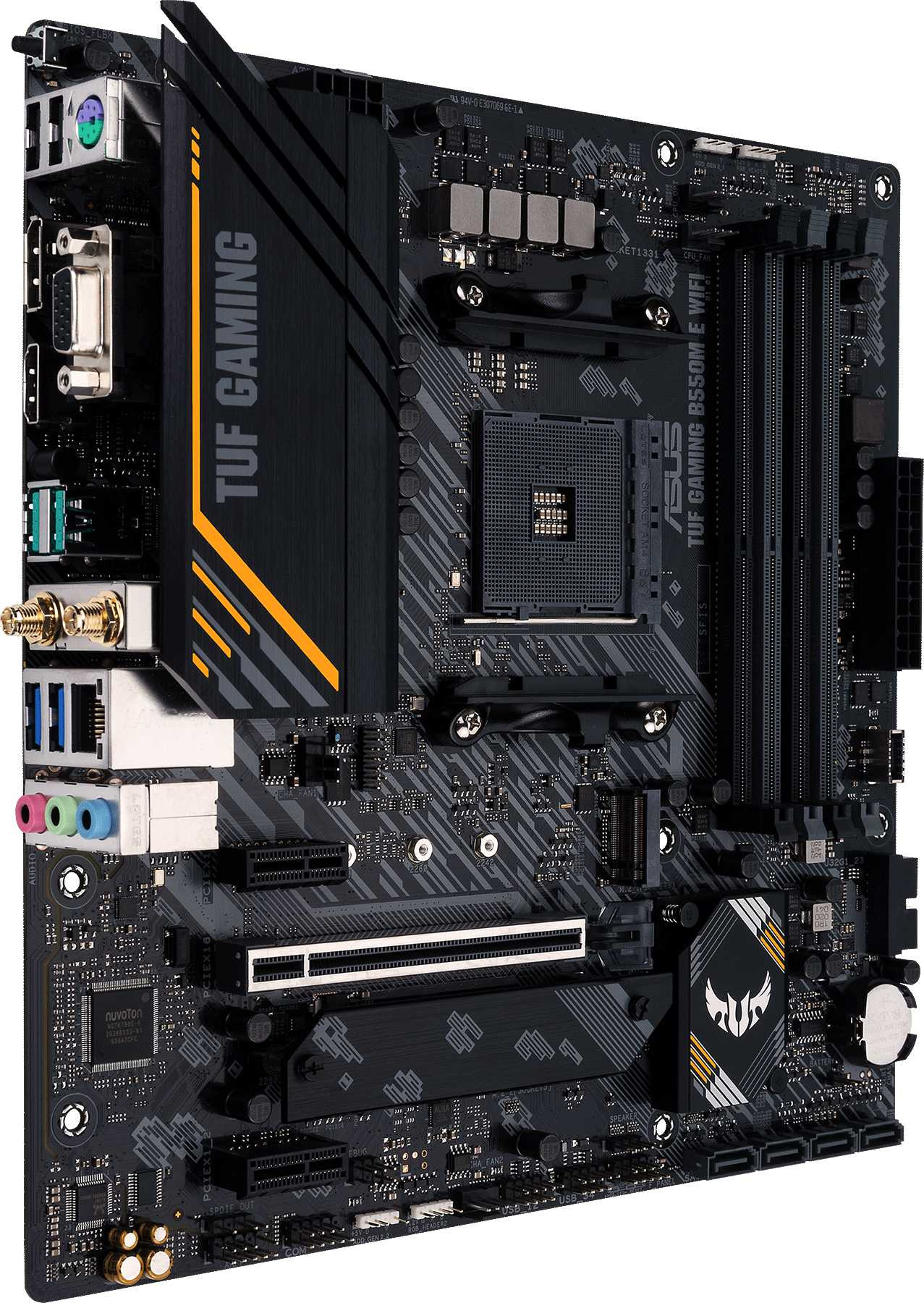 Материнская плата Asus TUF GAMING B550M-E WIFI Soc-AM4 AMD B550 4xDDR4 mATX AC`97 8ch(7.1) GbLAN RAID+VGA+HDMI+DP — фото 2