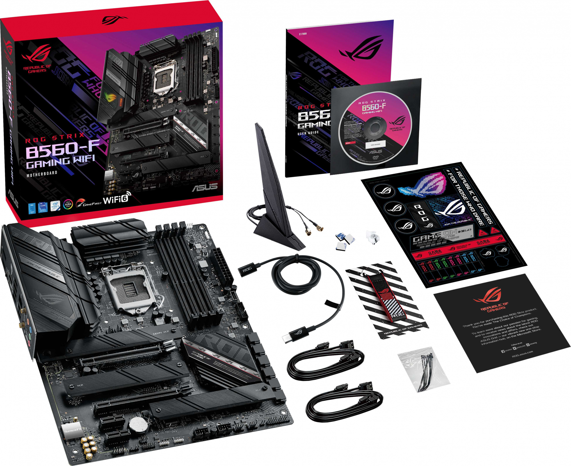 Материнская плата Asus ROG STRIX B560-F GAMING WIFI Soc-1200 Intel B560 4xDDR4 ATX AC`97 8ch(7.1) 2.5Gg+HDMI+DP — фото 8