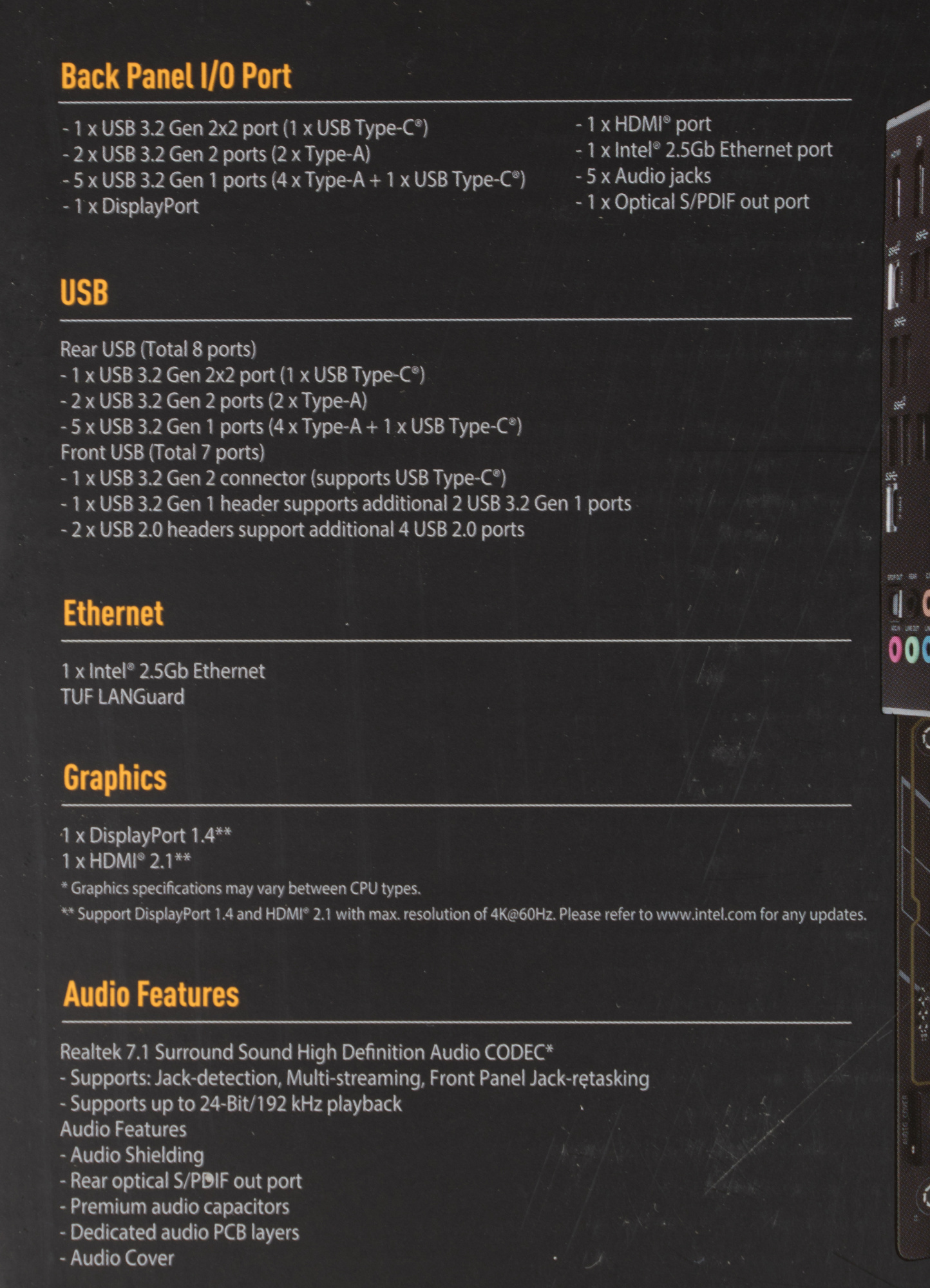 Материнская плата Asus TUF GAMING Z690-PLUS D4 Soc-1700 Intel Z690 4xDDR4 ATX AC`97 8ch(7.1) 2.5Gg RAID+HDMI+DP — фото 8