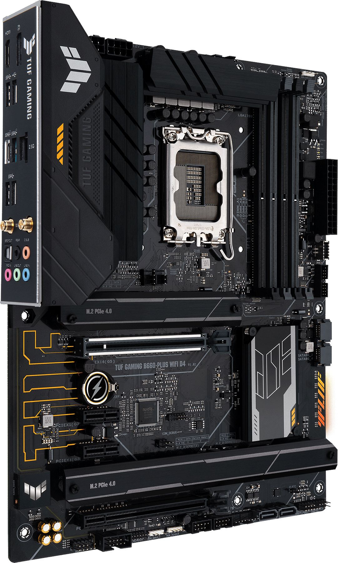 Материнская плата Asus TUF GAMING B660-PLUS WIFI D4 Soc-1700 Intel B660 4xDDR4 ATX AC`97 8ch(7.1) 2.5Gg RAID+HDMI+DP — фото 2