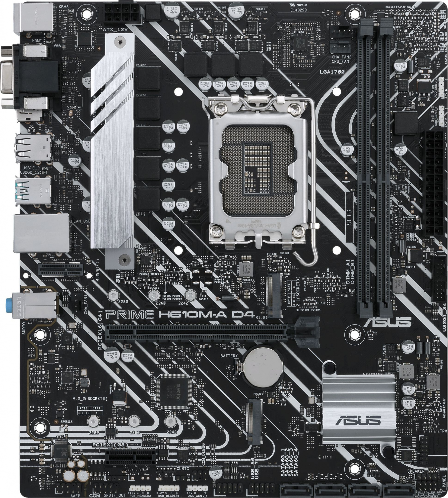Материнская плата Asus PRIME H610M-A D4-CSM Soc-1700 Intel H610 2xDDR4 mATX AC`97 8ch(7.1) GbLAN+VGA+HDMI+DP — фото 3