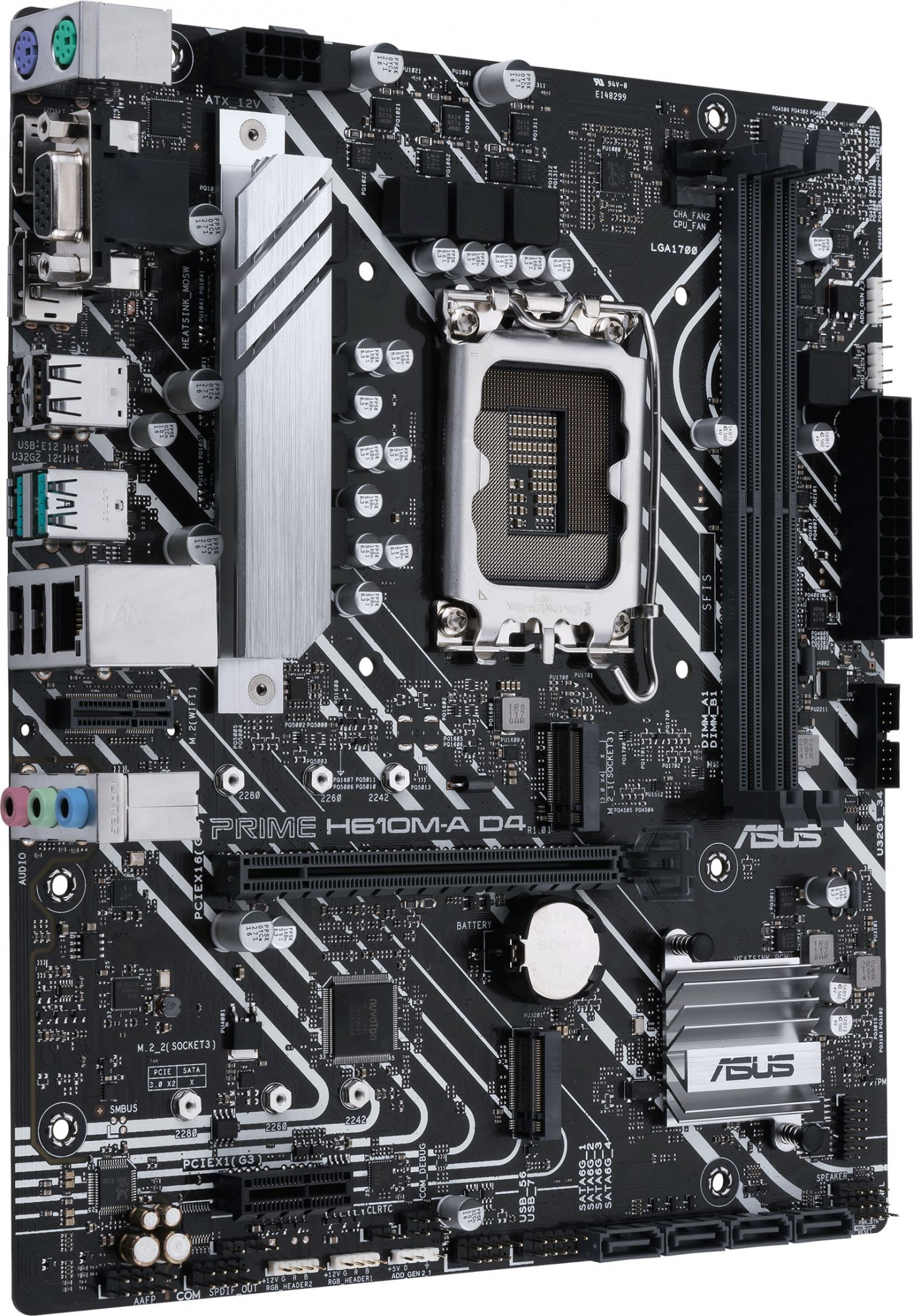 Материнская плата Asus PRIME H610M-A D4-CSM Soc-1700 Intel H610 2xDDR4 mATX AC`97 8ch(7.1) GbLAN+VGA+HDMI+DP — фото 5