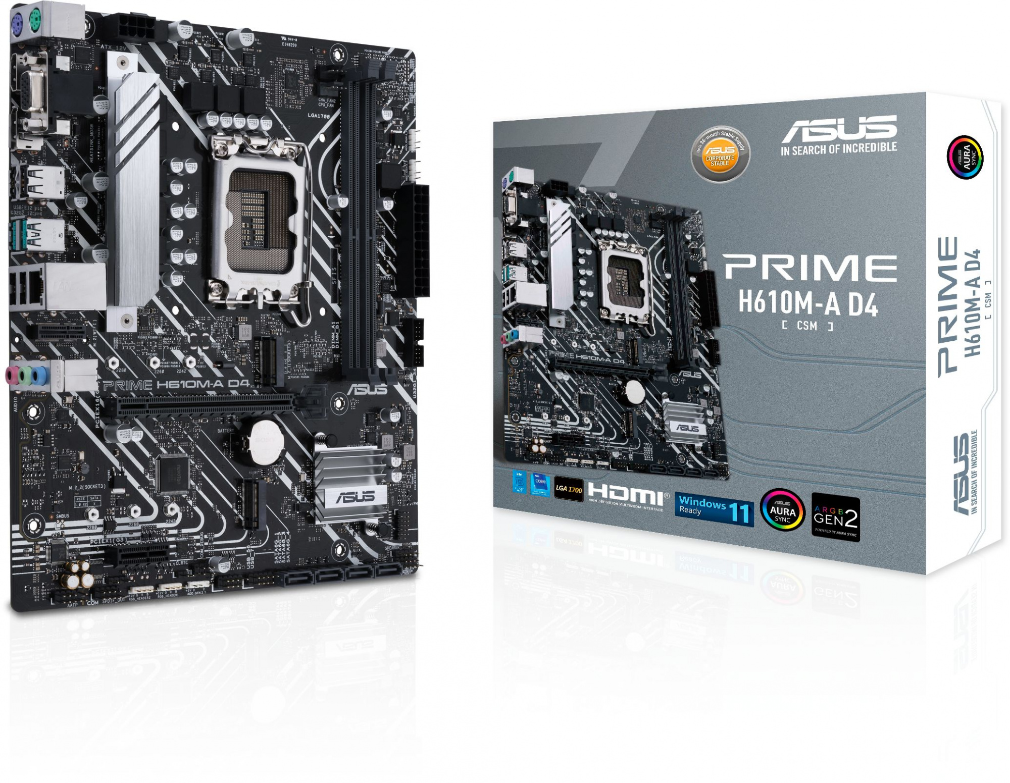 Материнская плата Asus PRIME H610M-A D4-CSM Soc-1700 Intel H610 2xDDR4 mATX AC`97 8ch(7.1) GbLAN+VGA+HDMI+DP — фото 4