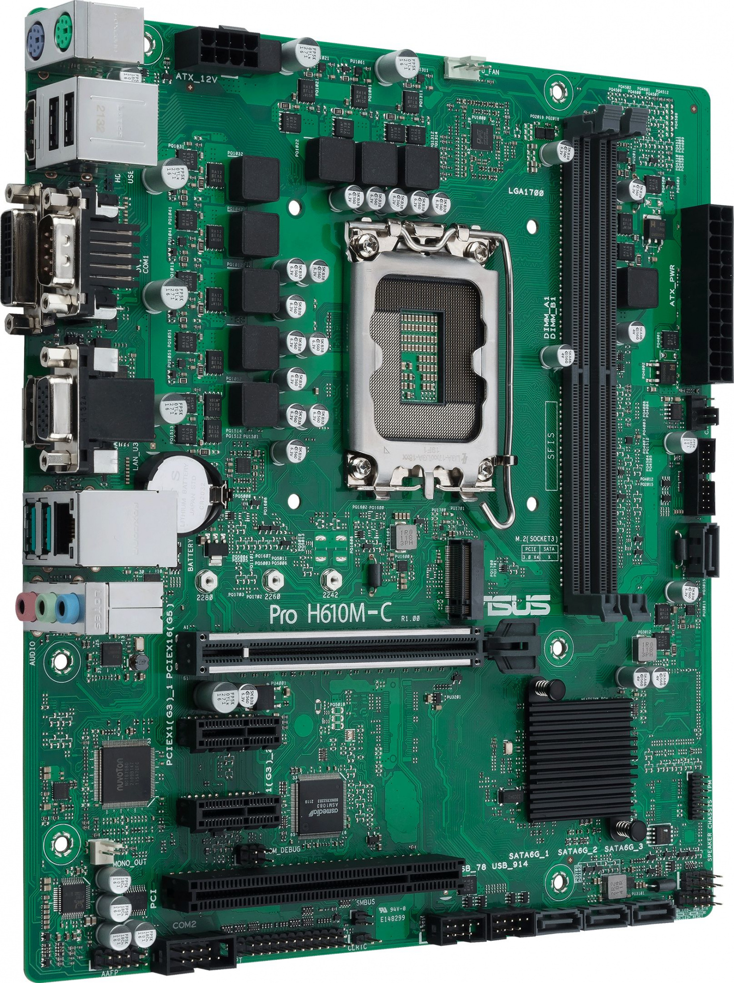 Материнская плата Asus PRO H610M-C-CSM Soc-1700 Intel H610 2xDDR5 mATX AC`97 8ch(7.1) GbLAN+VGA+DVI+HDMI+DP — фото 2