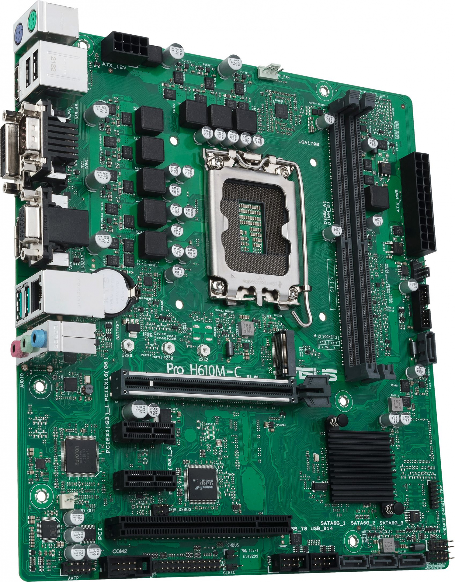 Материнская плата Asus PRO H610M-C-CSM Soc-1700 Intel H610 2xDDR5 mATX AC`97 8ch(7.1) GbLAN+VGA+DVI+HDMI+DP — фото 3