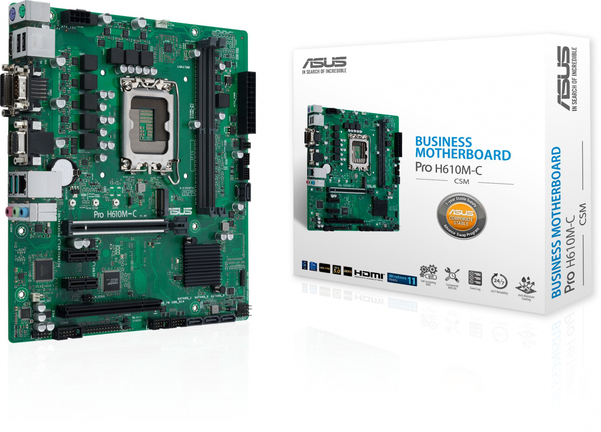 Материнская плата Asus PRO H610M-C-CSM Soc-1700 Intel H610 2xDDR5 mATX AC`97 8ch(7.1) GbLAN+VGA+DVI+HDMI+DP — фото 6