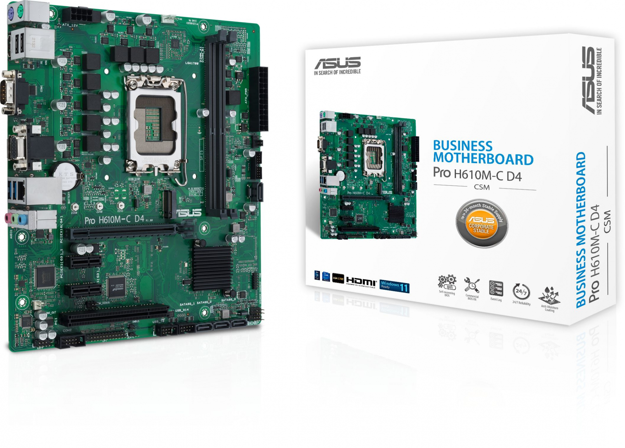 Материнская плата Asus PRO H610M-C D4-CSM Soc-1700 Intel H610 2xDDR4 mATX AC`97 8ch(7.1) GbLAN+VGA+HDMI+DP — фото 5