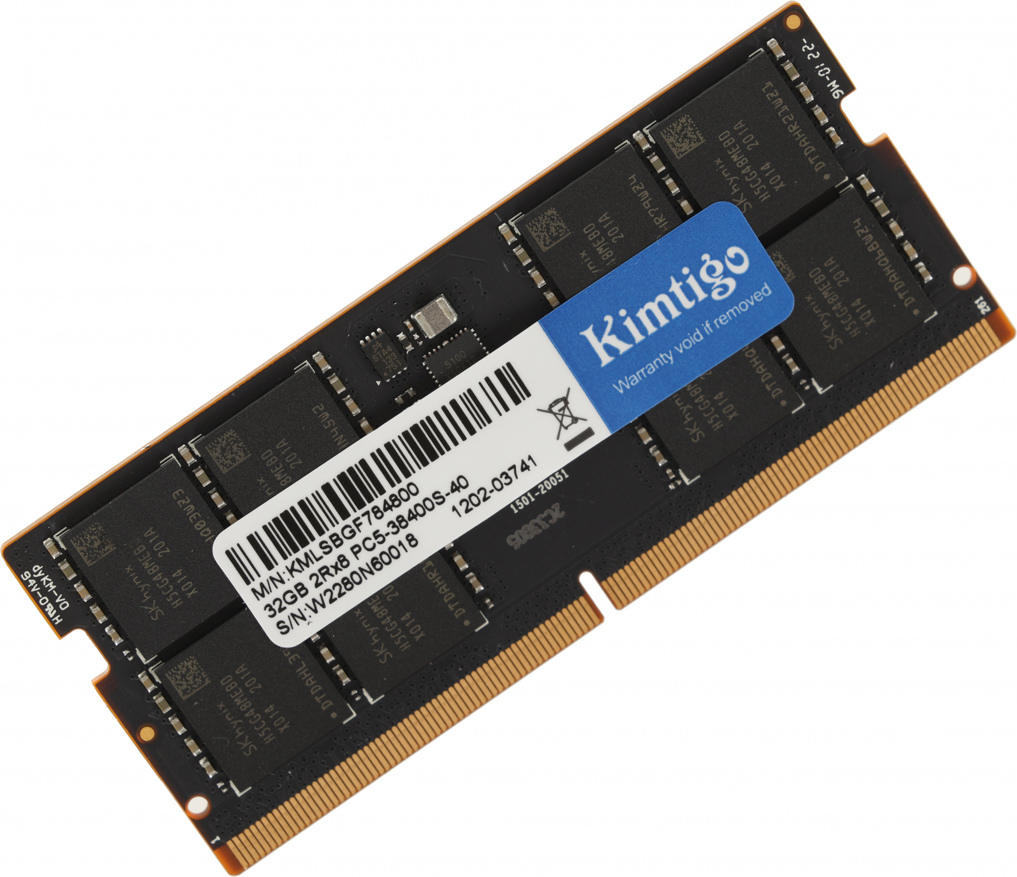 Память DDR5 32Gb 4800MHz Kimtigo KMLSBGF784800 RTL PC5-38400 SO-DIMM 262-pin