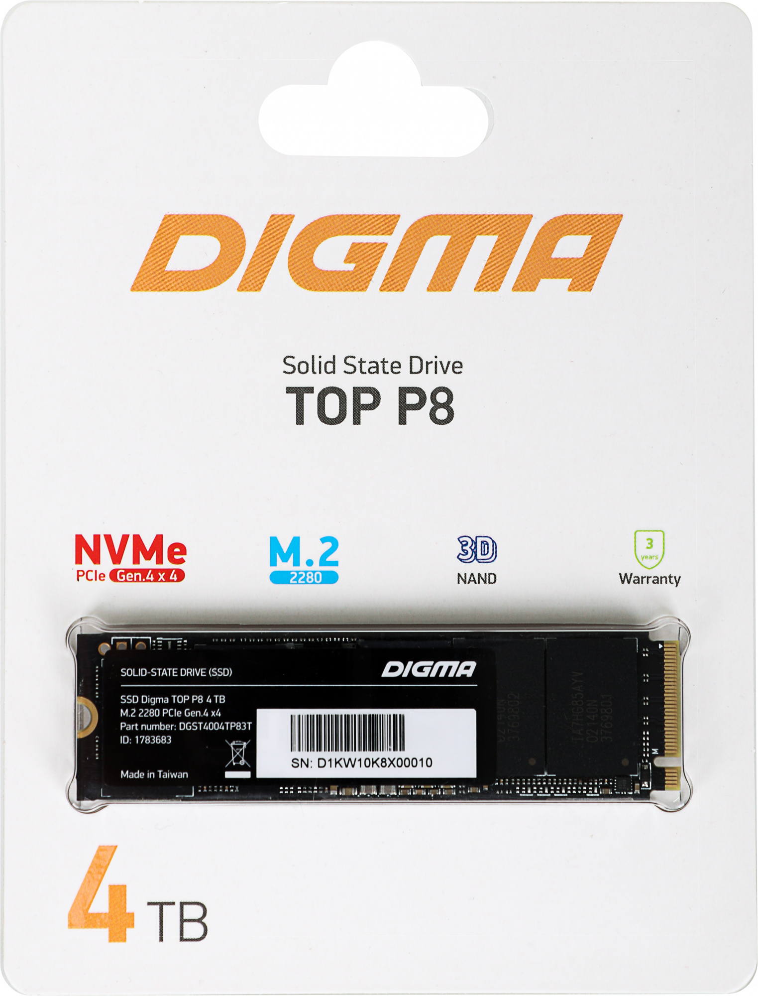Накопитель SSD Digma PCI-E 4.0 x4 4Tb DGST4004TP83T Top P8 M.2 2280 — фото 3