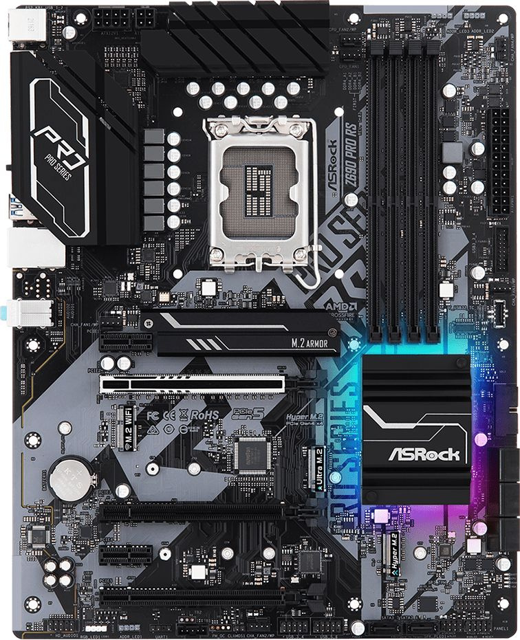 Материнская плата Asrock Z690 PRO RS Soc-1700 Intel Z690 4xDDR4 ATX AC`97 8ch(7.1) 2.5Gg RAID+HDMI+DP — фото 4