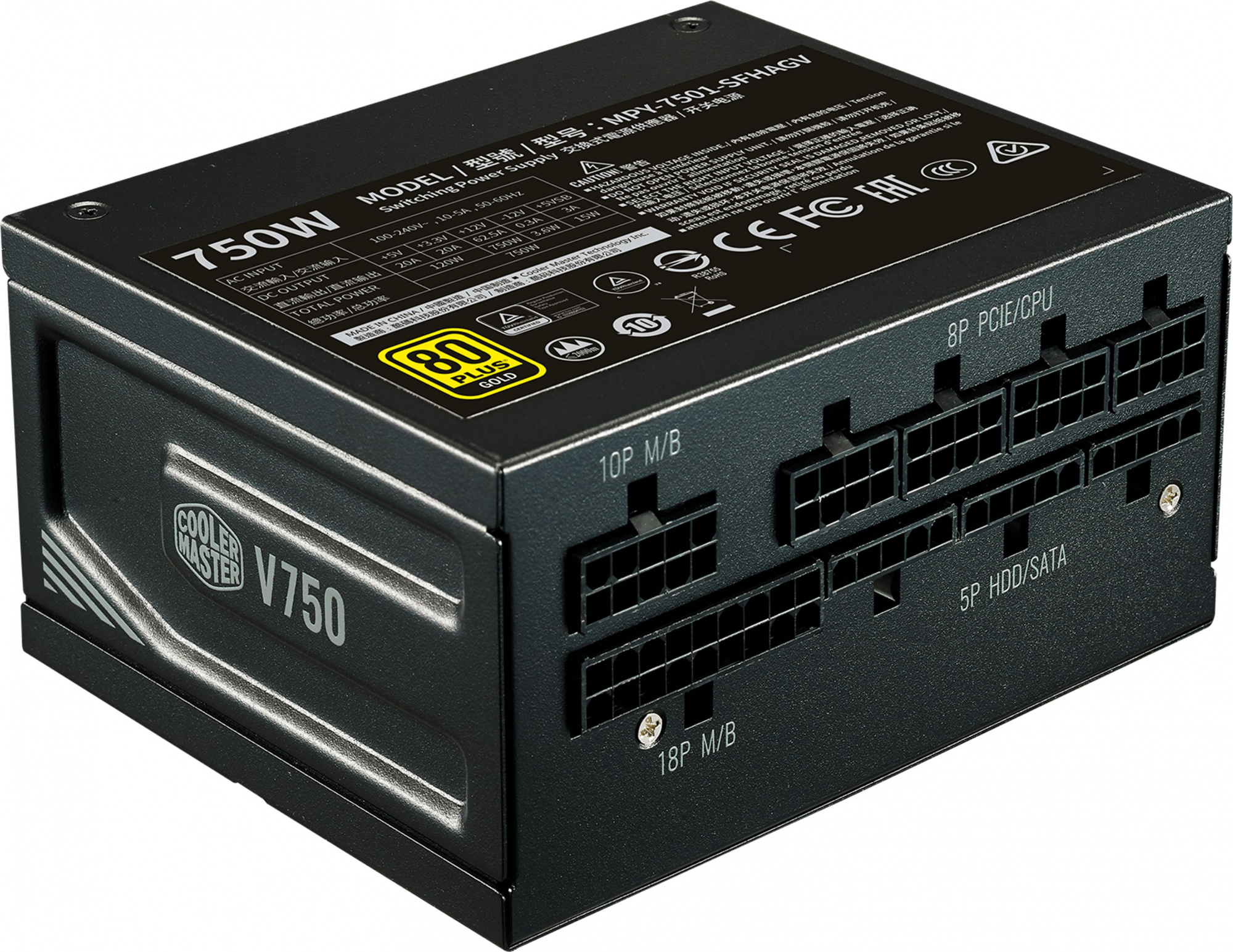 Блок питания Cooler Master SFX 750W V750 Gold 80+ gold (24+8+4+4pin) APFC 92mm fan 8xSATA Cab Manag RTL — фото 2