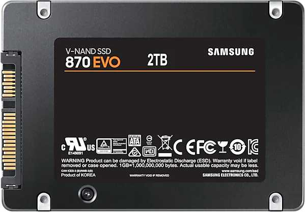 Накопитель SSD Samsung SATA III 2Tb MZ-77E2T0BW 870 EVO 2.5" — фото 5
